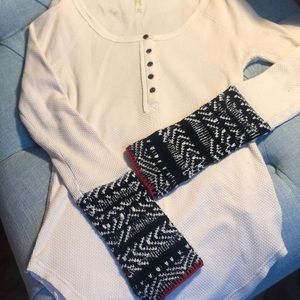 Free People scoop neck top with crochet sleeves